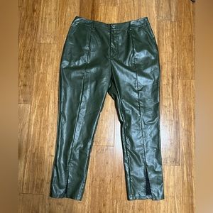 “Pretty little thing” Plus Khaki PU Split Hem Pants